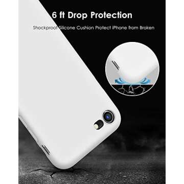 DTTO for iPhone SE Case 2020/2022, iPhone 7 8 Silicone Phone Case, [Romance Series] Shockproof Phone Case with Honeycomb Grid Cushion for Apple iPhone 7/8/SE 2020/2022, 4.7 inch, White