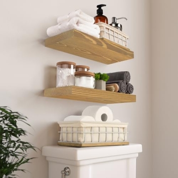 Natural Wood Floating Shelves Set of 2 - Premium Quality