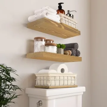 Natural Wood Floating Shelves Set of 2 - Premium Quality