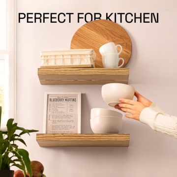 Natural Wood Floating Shelves Set of 2 - Premium Quality