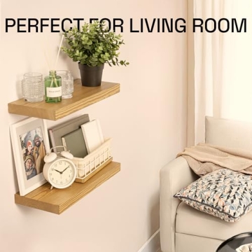 Natural Wood Floating Shelves Set of 2 - Premium Quality