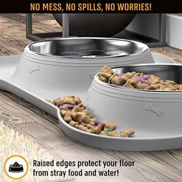 Active Pets Dog Bowl Set, Stainless Steel No Spill Mess-Proof Food & Water Dog Food Bowls with Skid ...