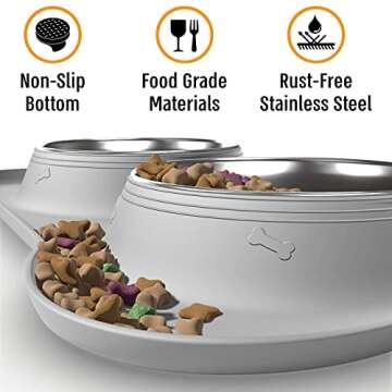Active Pets Dog Bowl Set, Stainless Steel No Spill Mess-Proof Food & Water Dog Food Bowls with Skid Resistant Silicone Mat, Dog Bowls Small Size Dog, Medium, & Large, Pet Puppy Bowls & Dog Dishes