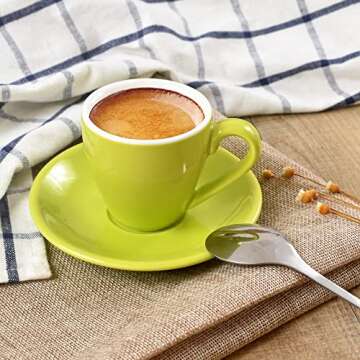 ionEgg Porcelain Espresso Cup with Saucer, Espresso shot Cup, 80ml/2.7Oz, Green