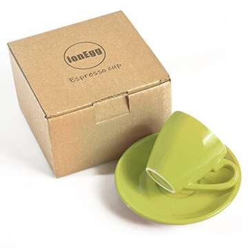 ionEgg Porcelain Espresso Cup with Saucer, Espresso shot Cup, 80ml/2.7Oz, Green