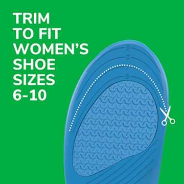 Dr. Scholl’s Sport Insoles - Superior Shock Absorption and Arch Support to Reduce Muscle Fatigue and Stress on Lower Body Joints for Women Size 6-10