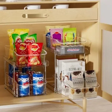 Delamu Clear Under Sink Organizers, 2-Tier Multi-Purpose