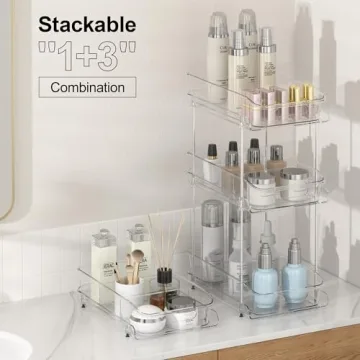 Delamu Clear Under Sink Organizers, 2-Tier Multi-Purpose