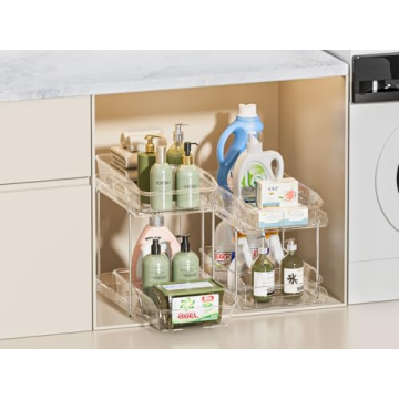 Delamu Clear Under Sink Organizers, 2-Tier Multi-Purpose