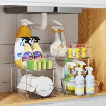 Delamu Clear Under Sink Organizers, 2-Tier Multi-Purpose