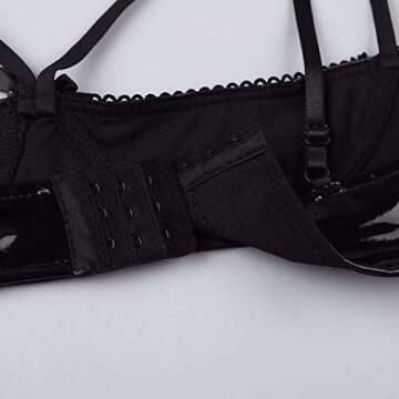 YONGHS Women's Spaghetti Straps Faux Leather Wire-Free Unlined Bra Top Quarter Cup Bralette