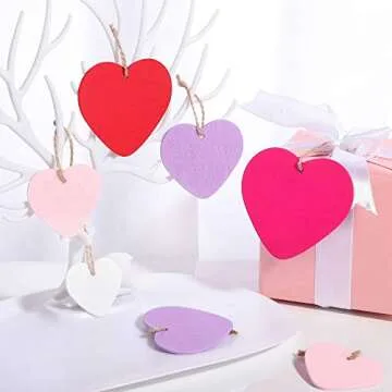 25 Pieces Valentine's Day Wooden Heart Ornaments Set