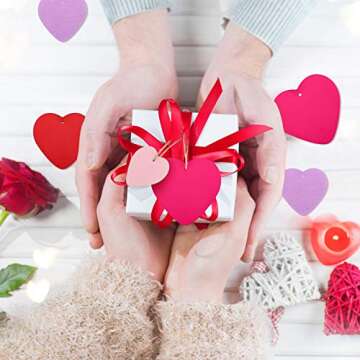 25 Pieces Valentine's Day Wooden Heart Ornaments Wood Heart Embellishments Heart-Shaped Wooden Hanging Decorations with Ropes for Valentine's Day Wedding Party, 5 Colors, 5 Sizes