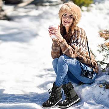 DREAM PAIRS Women's Mid Calf Waterproof Winter Snow Boots Monte,Size 10,Grey,Monte_01