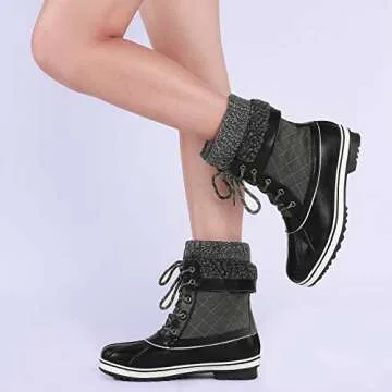 DREAM PAIRS Women's Mid Calf Waterproof Winter Snow Boots Monte,Size 10,Grey,Monte_01