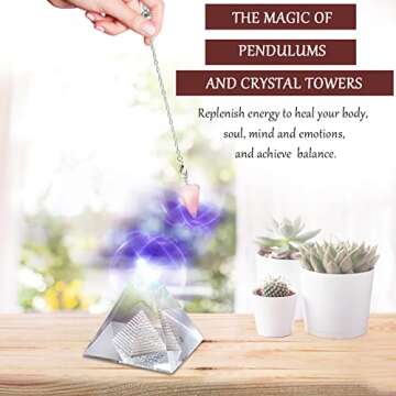 AMill 23PCS Natural Crystals and Healing Stones Set, 7 Raw Chakra Stones,10pcs Tumbled Stones, Pink Pillar Crystal Necklaces & Pendulum, White Pyramid & Pillar, 50g Stones Assorted, Wooden Box