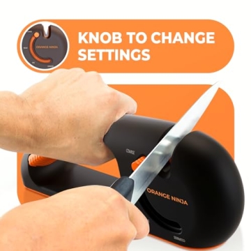 Premium Orange Ninja 4-Stage Knife Sharpener for Quick & Easy Sharpening