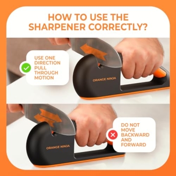 Premium Orange Ninja 4-Stage Knife Sharpener for Quick & Easy Sharpening
