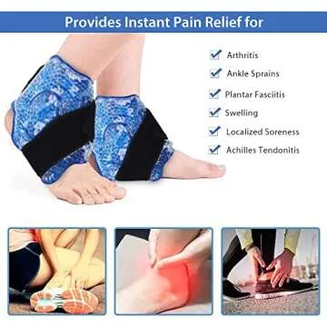 NEWGO Ice Packs for Ankle Injuries, 2 Pack Cold Wraps FSA/HSA Eligible, Gel Beads for Ankle Sprains, Aches & Pain Relief