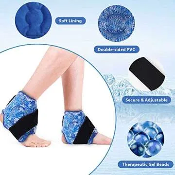 NEWGO Ice Packs for Ankle Injuries, 2 Pack Cold Wraps FSA/HSA Eligible, Gel Beads for Ankle Sprains, Aches & Pain Relief