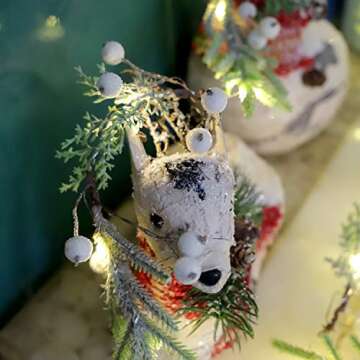 MIYA LIFE Norfolk Pine Garland with White Berry Christmas Garland with Lights Battery Operated Lighted Christmas Garland for Mantle Christmas Tree Decorations