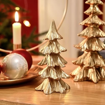 FESTGLOX Gold Christmas Tree Figurines for Holiday Decor
