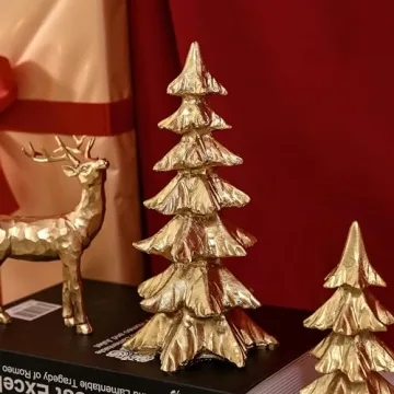 FESTGLOX Gold Christmas Tree Figurines for Holiday Decor