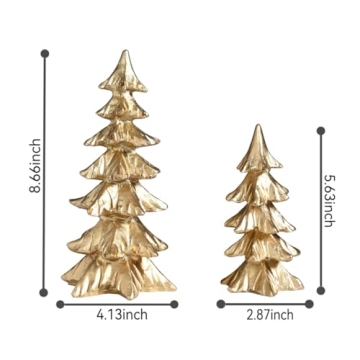 FESTGLOX Gold Christmas Tree Figurines for Holiday Decor