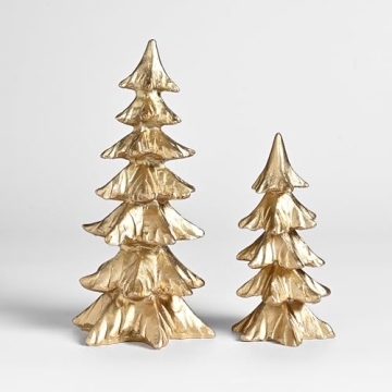 FESTGLOX Gold Christmas Tree Figurines for Holiday Decor