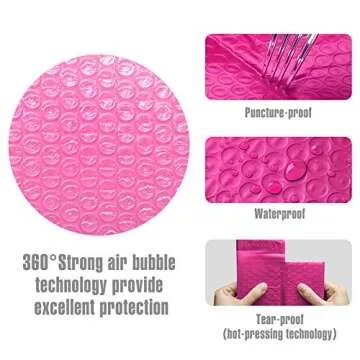Fuxury Bubble Mailers 4x8" 50 Pack Padded Envelopes Self-Seal Adhesive Waterproof Shipping Bags Small Bubble Mailers for Business Mailing Packages Jewelry Makeup Supplies #000-Pink