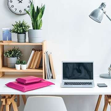 Fuxury Bubble Mailers 4x8" 50 Pack Padded Envelopes Self-Seal Adhesive Waterproof Shipping Bags Small Bubble Mailers for Business Mailing Packages Jewelry Makeup Supplies #000-Pink