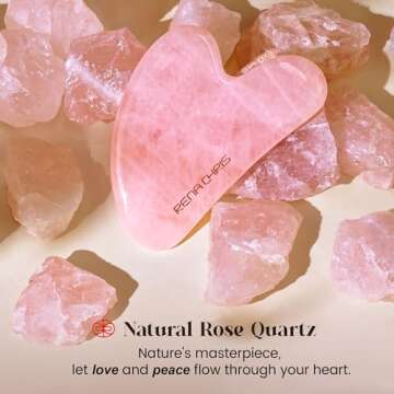 Rena Chris Gua Sha Facial Tools, Rose Quartz Guasha Tool for Acupuncture, Manual Massage Sticks for Jawline Sculpting and Puffiness Reducing, Gua Sha Facial Massage Tool, Skin-Care Gift