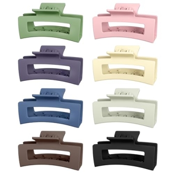 Stylish 8pcs Acrylic Banana Rectangle Matte Hair Clips Set - Versatile Non-Slip Clamps for All Hair Types
