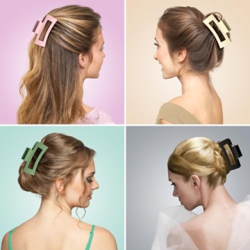 Stylish 8pcs Acrylic Banana Rectangle Matte Hair Clips Set - Versatile Non-Slip Clamps for All Hair Types