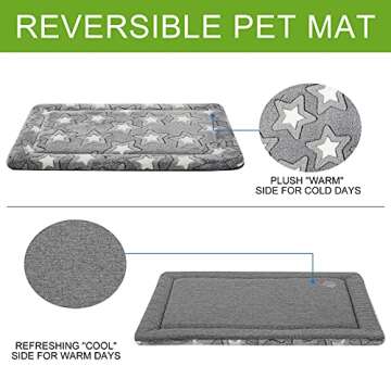 EMPSIGN Dog Bed Mat Dog Crate Pad Reversible (Cool & Warm), Machine Washable Dog Crate Mat, Kennel Pad for Dog Sleeping Mattress for Large Medium Small Dogs, Grey