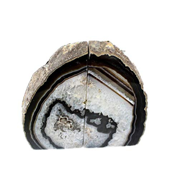 Black Agate Geode Bookends Heavy Duty Stylish Shelves