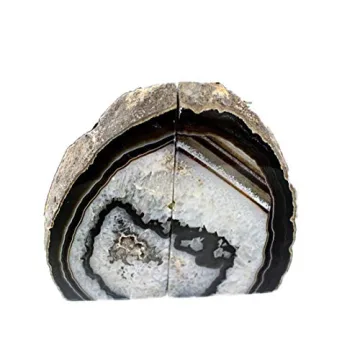 Black Agate Geode Bookends Heavy Duty Stylish Shelves