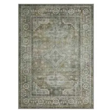 BEIMO Washable Sage Green Area Rug, Vintage Print Design