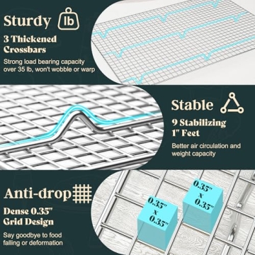 Premium Stainless Steel Cooling Racks - Oven Safe & Durable