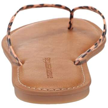 Amazon Essentials Women's Thong Sandal, Light Brown Leopard, 8