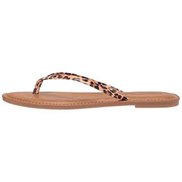 Amazon Essentials Women's Thong Sandal, Light Brown Leopard, 8