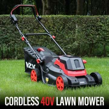 MZK 40V 16” Cordless Electric Push Lawn Mower,with 6-Position Height Adjustment,Compact and Lightw...