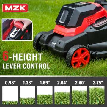 MZK 40V 16” Cordless Electric Push Lawn Mower,with 6-Position Height Adjustment,Compact and Lightweight Battery Powered Lawn Mower (2 * 4AH Batteries & Fast Charger Included)