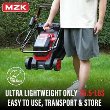 MZK 40V 16” Cordless Electric Push Lawn Mower,with 6-Position Height Adjustment,Compact and Lightweight Battery Powered Lawn Mower (2 * 4AH Batteries & Fast Charger Included)