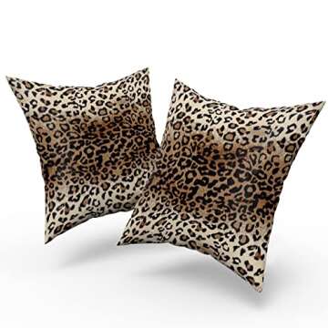 Brown Leopard Pillow Cover 20x20 Inches Cheetah Throw Pillows Set of 2 Soft Cotton Leopard Print Dec...