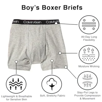 Calvin Klein Boys' Modern Cotton Boxer Briefs - Comfortable Fit