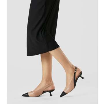 Arromic Women's Slingback Kitten Heels Closed Toe Pointed Toe Low Pump Dress Work Bridal Wedding Hee...