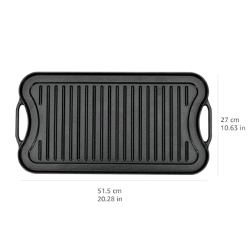 Amazon Basics Pre-Seasoned Cast Iron Grill/Griddle Black