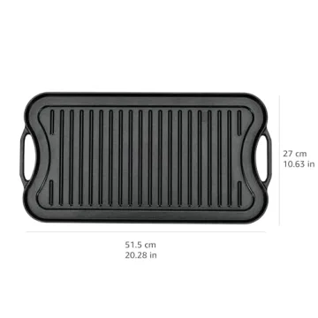 Amazon Basics Pre-Seasoned Cast Iron Grill/Griddle Black