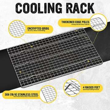 Utopia Kitchen Cooling Racks for Baking Stainless Steel Wire Cookie Rack Fits Jelly Roll Sheet Pan Oven Safe for Cooking Roasting Grilling 10 x 15 Inches